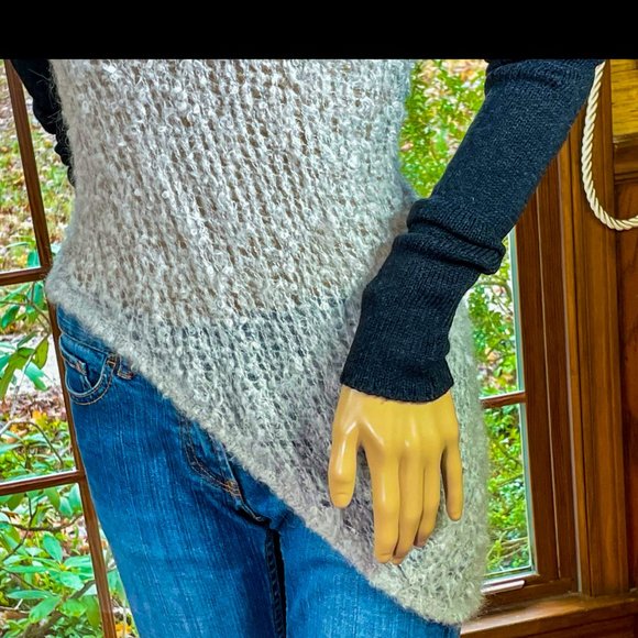 ⭐️HP⭐️HELMUT LANG▪️Asymmetric Color Block Alpaca Wool Mohair Blend Sweater - Picture 5 of 6